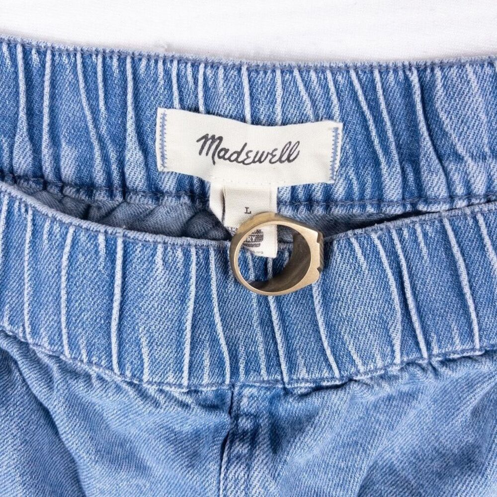 Madewell Denim Easy Pull On Jean Shorts Rathmore Wash Womens Large Elastic Waist - Picture 3 of 4